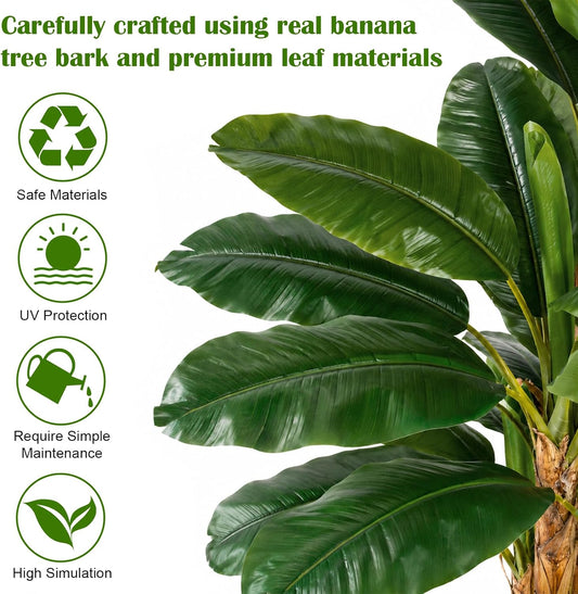 8FT Artificial Banana Tree, Tropical Plant, Large Faux Plant Outdoor