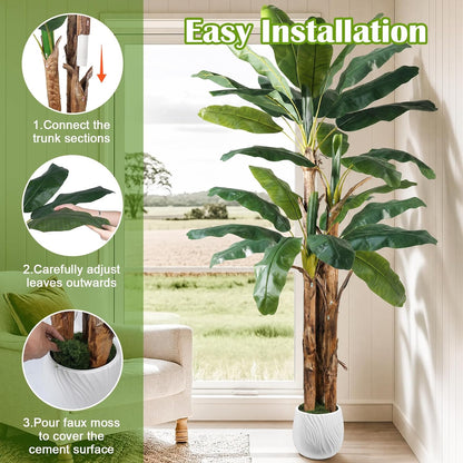 8FT Artificial Banana Tree, Tropical Plant, Large Faux Plant Outdoor