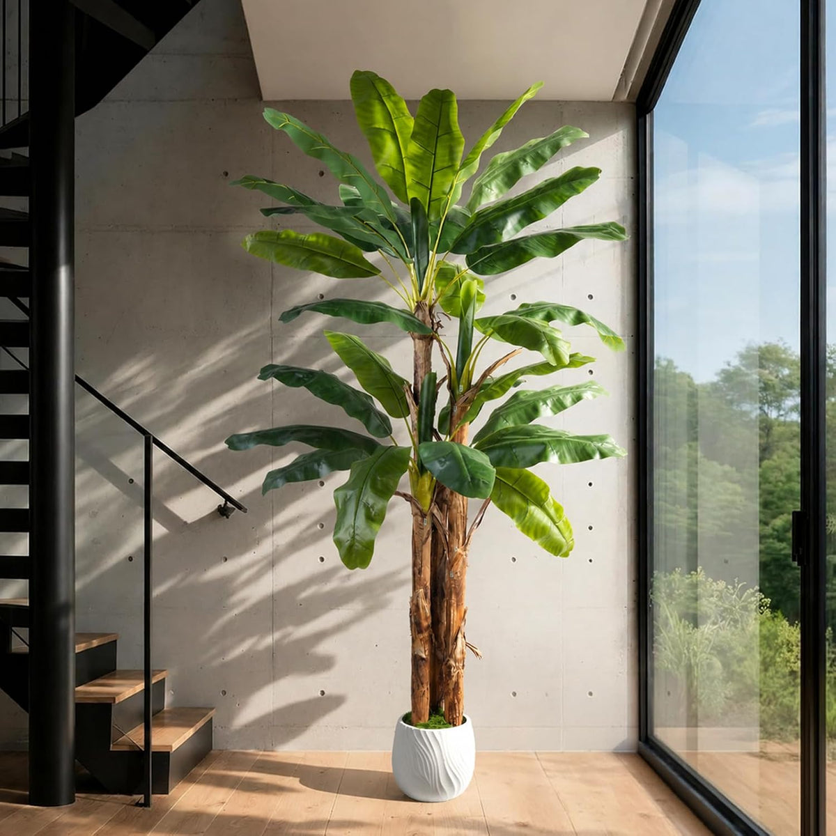 8FT Artificial Banana Tree, Tropical Plant, Large Faux Plant Outdoor