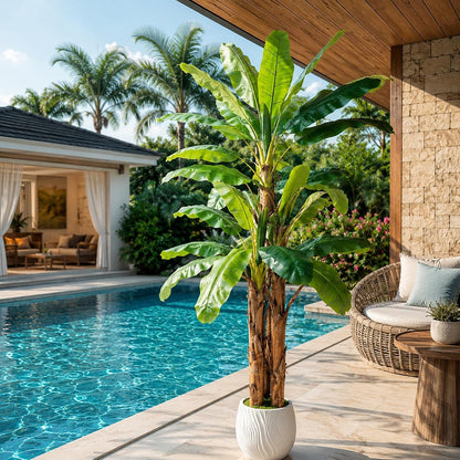 8FT Artificial Banana Tree, Tropical Plant, Large Faux Plant Outdoor