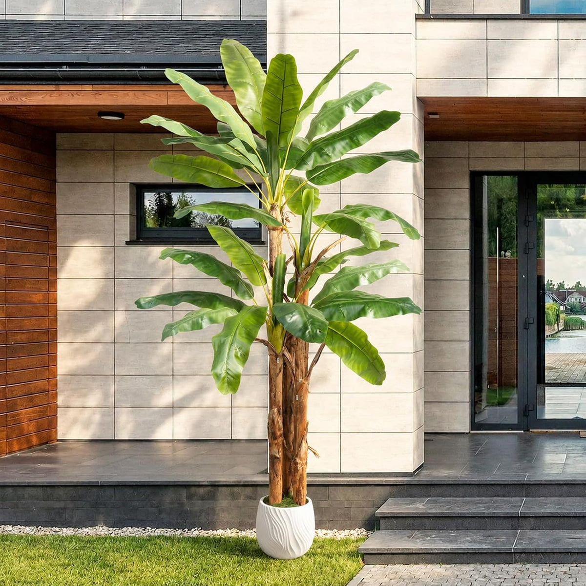 8FT Artificial Banana Tree, Tropical Plant, Large Faux Plant Outdoor