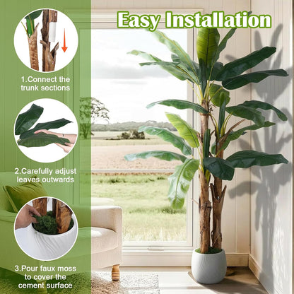8FT Artificial Banana Tree, Tropical Plant, Large Faux Plant Outdoor