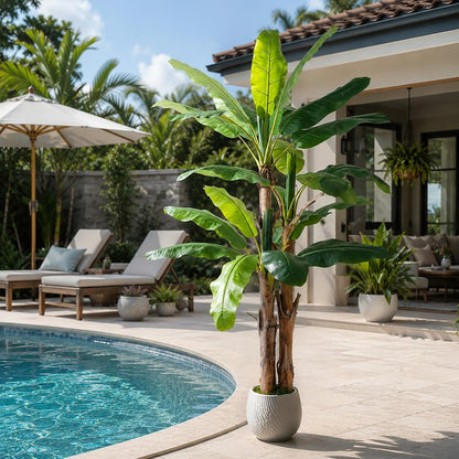 8FT Artificial Banana Tree, Tropical Plant, Large Faux Plant Outdoor