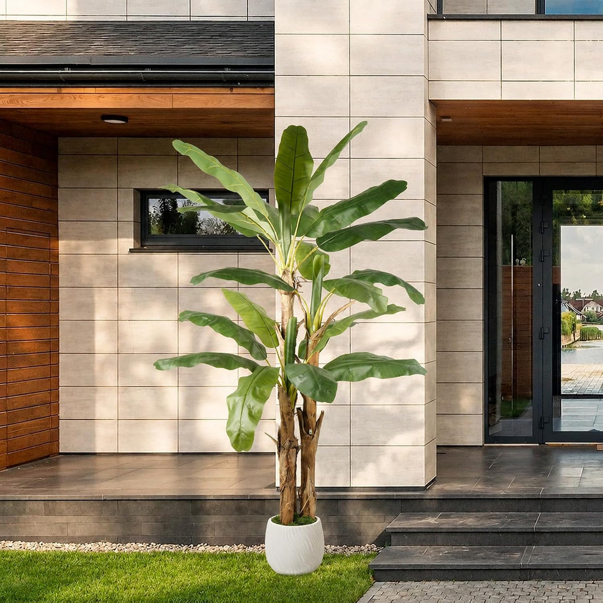 8FT Artificial Banana Tree, Tropical Plant, Large Faux Plant Outdoor