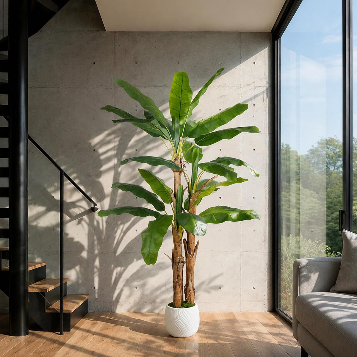 8FT Artificial Banana Tree, Tropical Plant, Large Faux Plant Outdoor