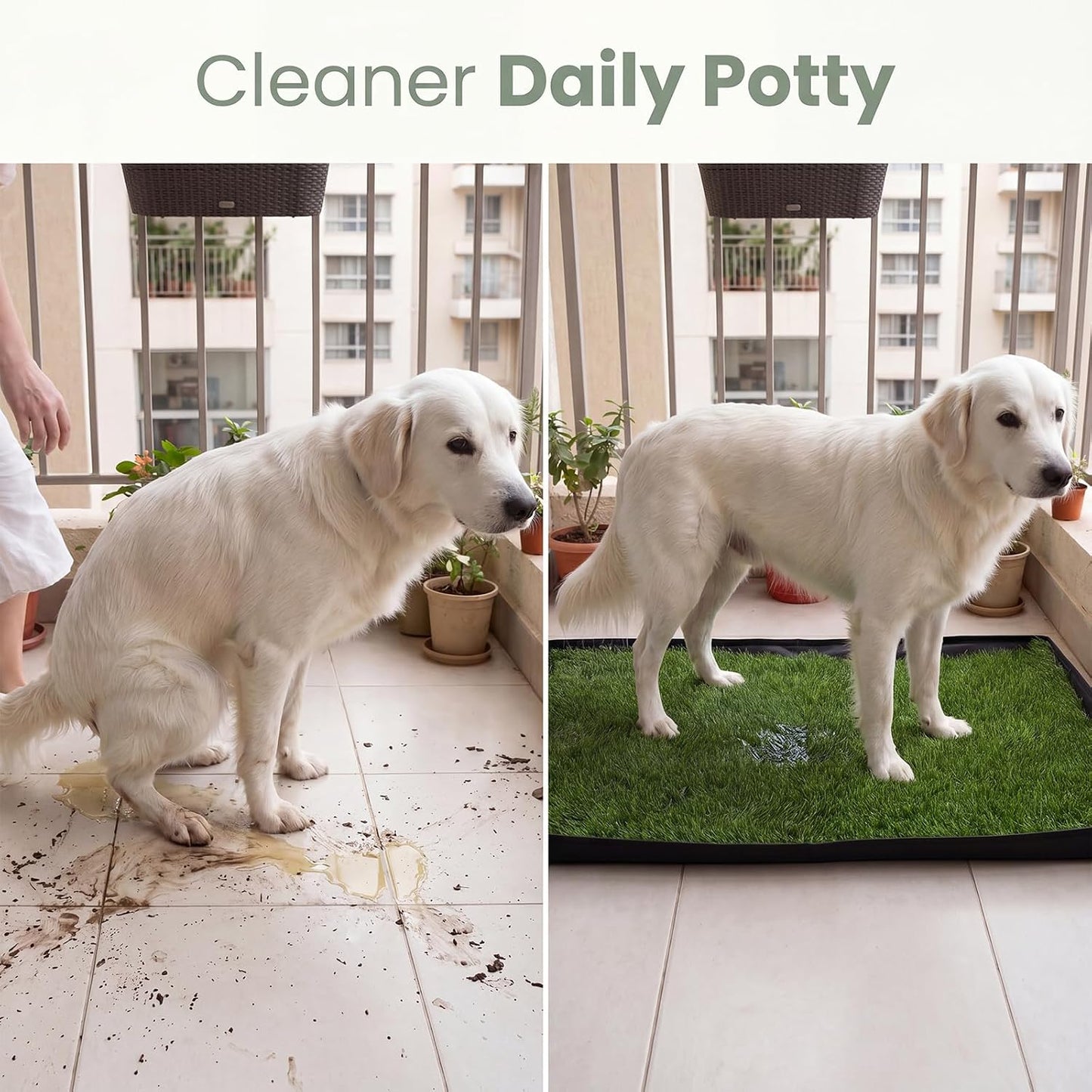 Dog Grass Pad with Tray, Oxford Cloth Tray for Potty Training with Washable Pee Pad & Artificial Grass, Reusable Indoor/Outdoor Pet Training Loo for Puppy