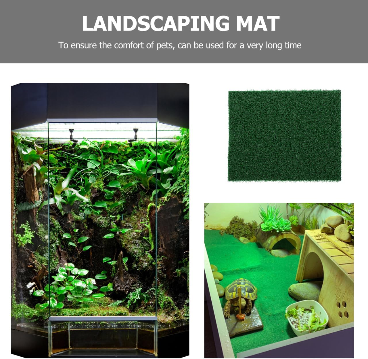 Fish Tank Simulation Turf Mat 9.8X7.9 Inches Artificial Turf for Turtle Basking Platform Home Landscaping Flowerpot Decoration