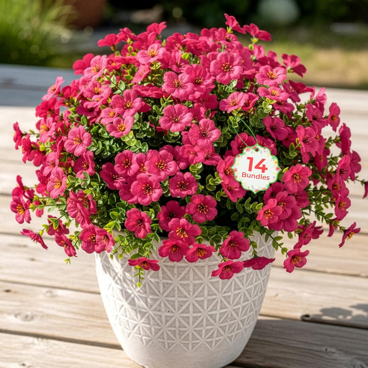 2 Potted Pink Hydrangea Artificial Flowers, Faux Hydrangea Outdoor