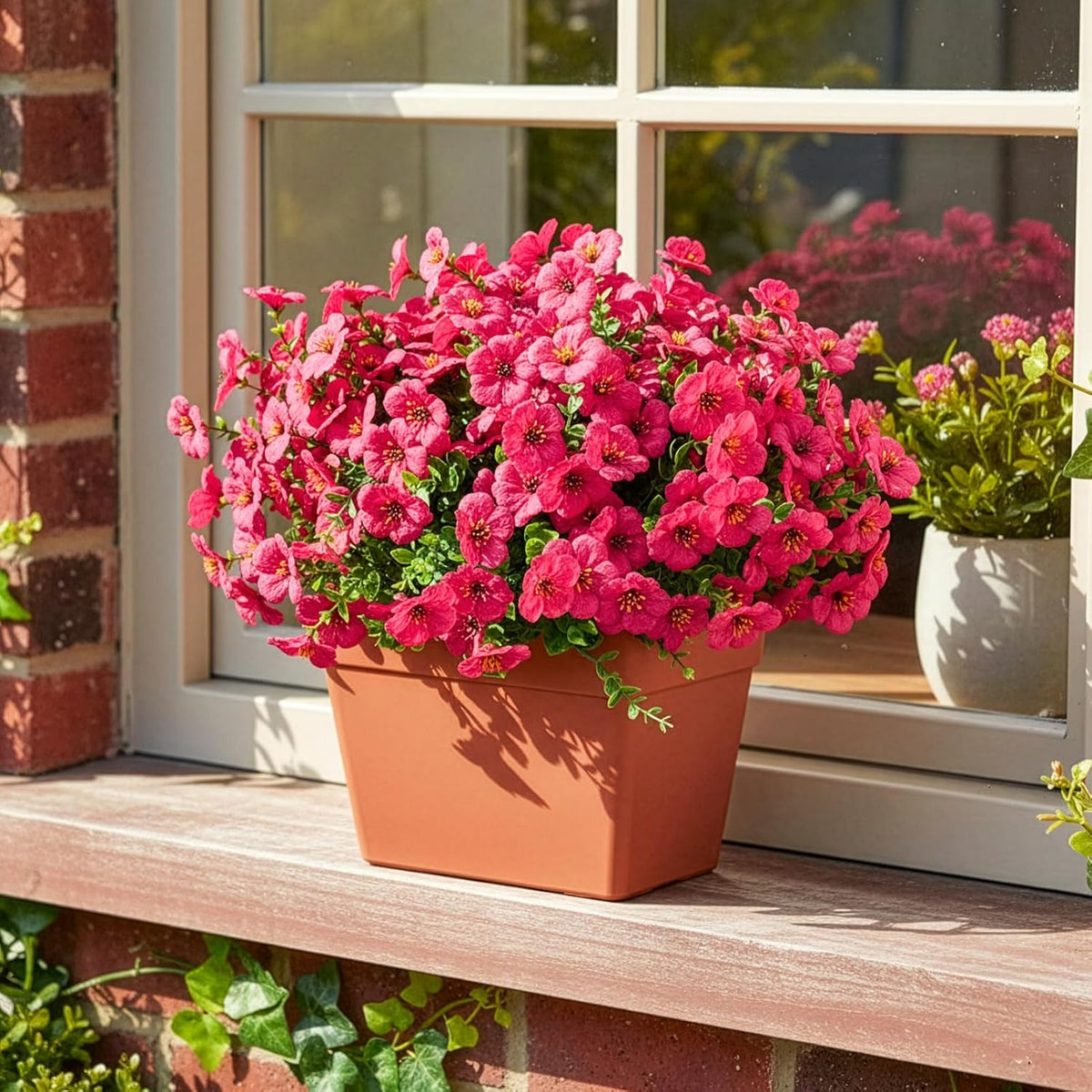 2 Potted Pink Hydrangea Artificial Flowers, Faux Hydrangea Outdoor