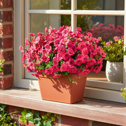 2 Potted Pink Hydrangea Artificial Flowers, Faux Hydrangea Outdoor