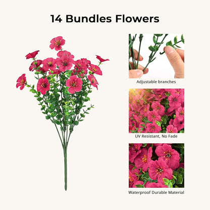 2 Potted Pink Hydrangea Artificial Flowers, Faux Hydrangea Outdoor