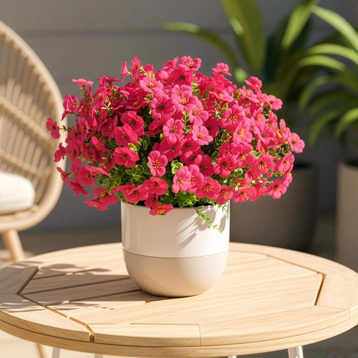 2 Potted Pink Hydrangea Artificial Flowers, Faux Hydrangea Outdoor