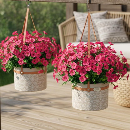 2 Potted Pink Hydrangea Artificial Flowers, Faux Hydrangea Outdoor