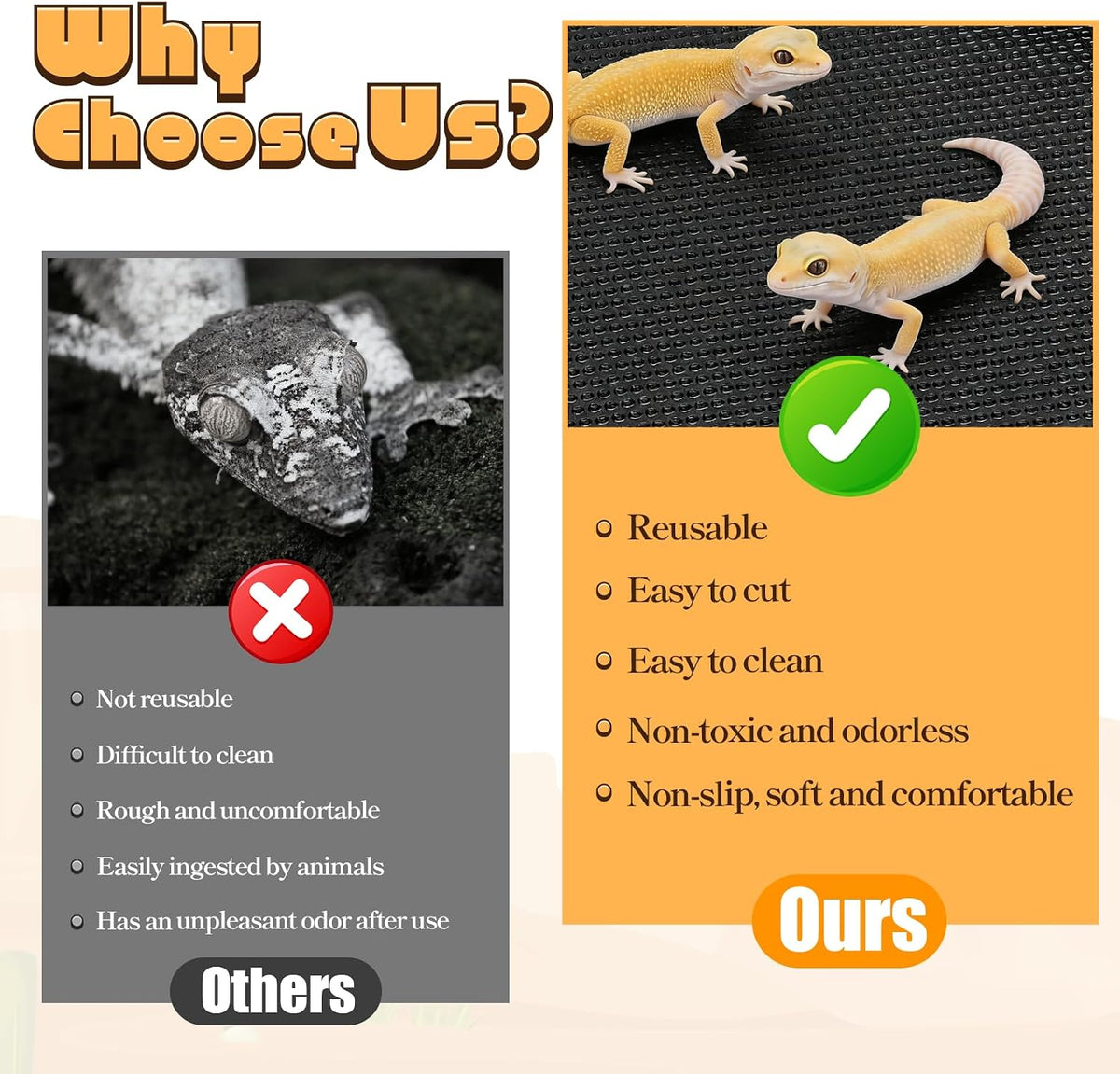Bearded Dragon Tank Accessories, Reptile Substrate Mat Terrarium Carpet for 4x2x2 Bearded Dragon Enclosure for 120 Gallon Reptile Tank