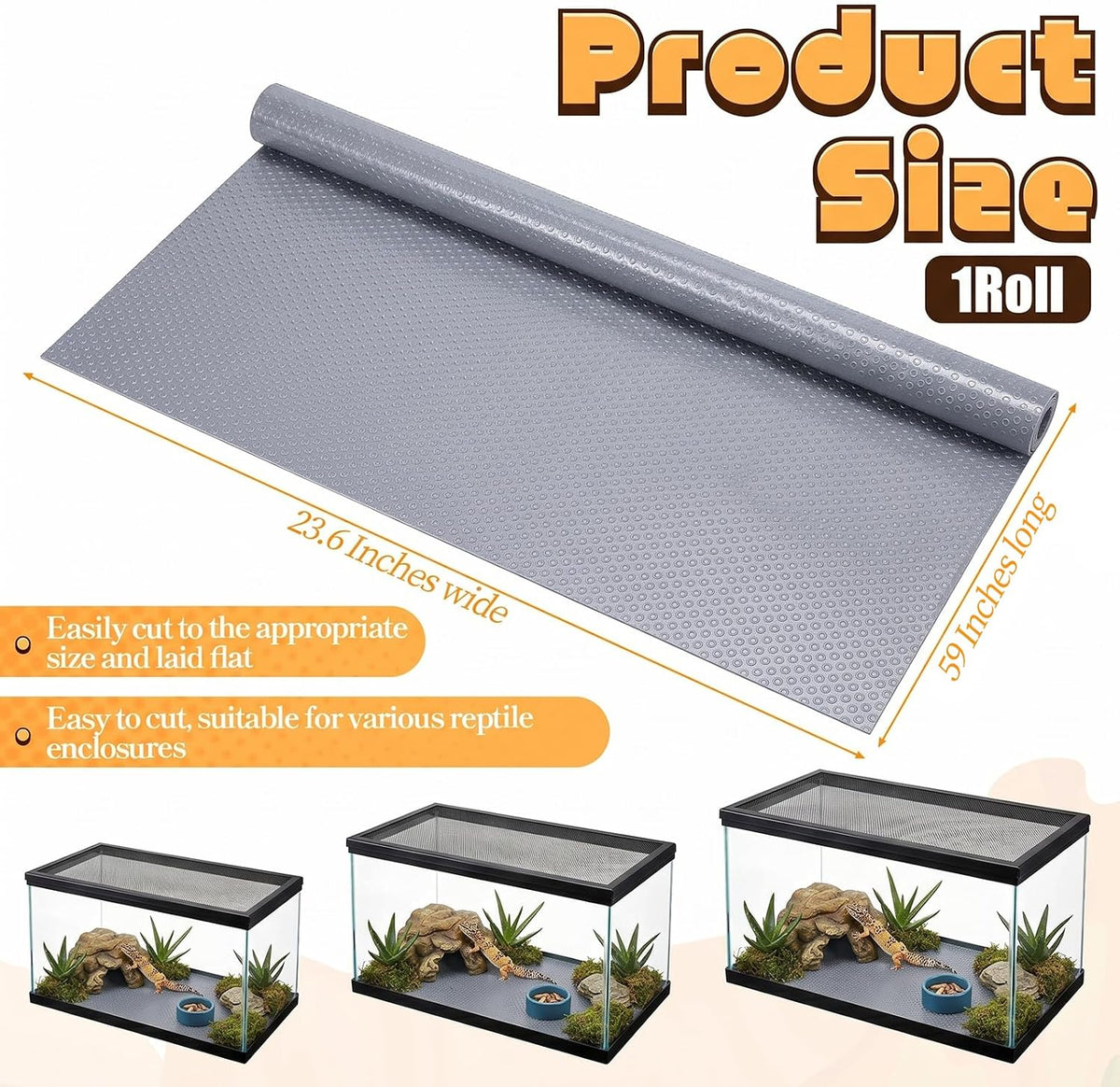 Bearded Dragon Tank Accessories, Reptile Substrate Mat Terrarium Carpet for 4x2x2 Bearded Dragon Enclosure for 120 Gallon Reptile Tank