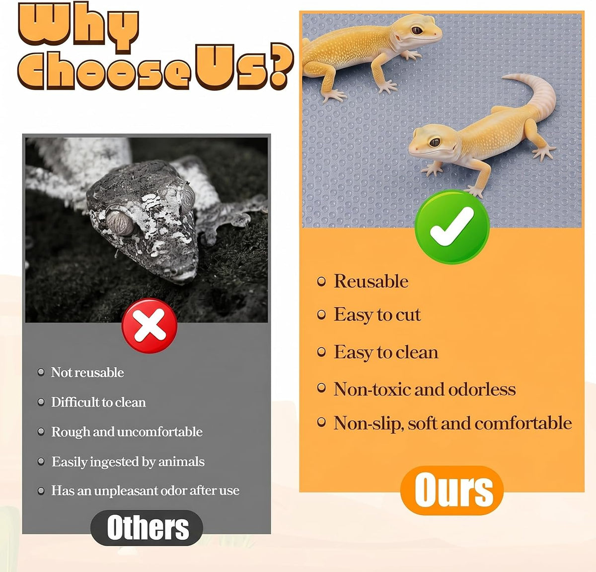 Bearded Dragon Tank Accessories, Reptile Substrate Mat Terrarium Carpet for 4x2x2 Bearded Dragon Enclosure for 120 Gallon Reptile Tank