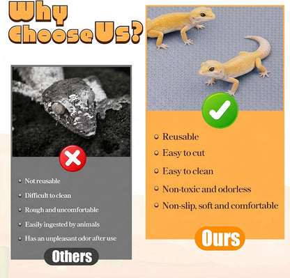 Bearded Dragon Tank Accessories, Reptile Substrate Mat Terrarium Carpet for 4x2x2 Bearded Dragon Enclosure for 120 Gallon Reptile Tank