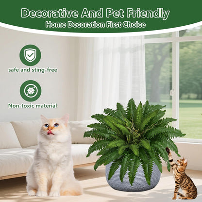 36In Artificial Boston Ferns Bush, Set of 2 Large Faux Ferns Plants, 39 Branches Fake Ferns Vines for Home Living Room Decor, Indoor and Outdoor