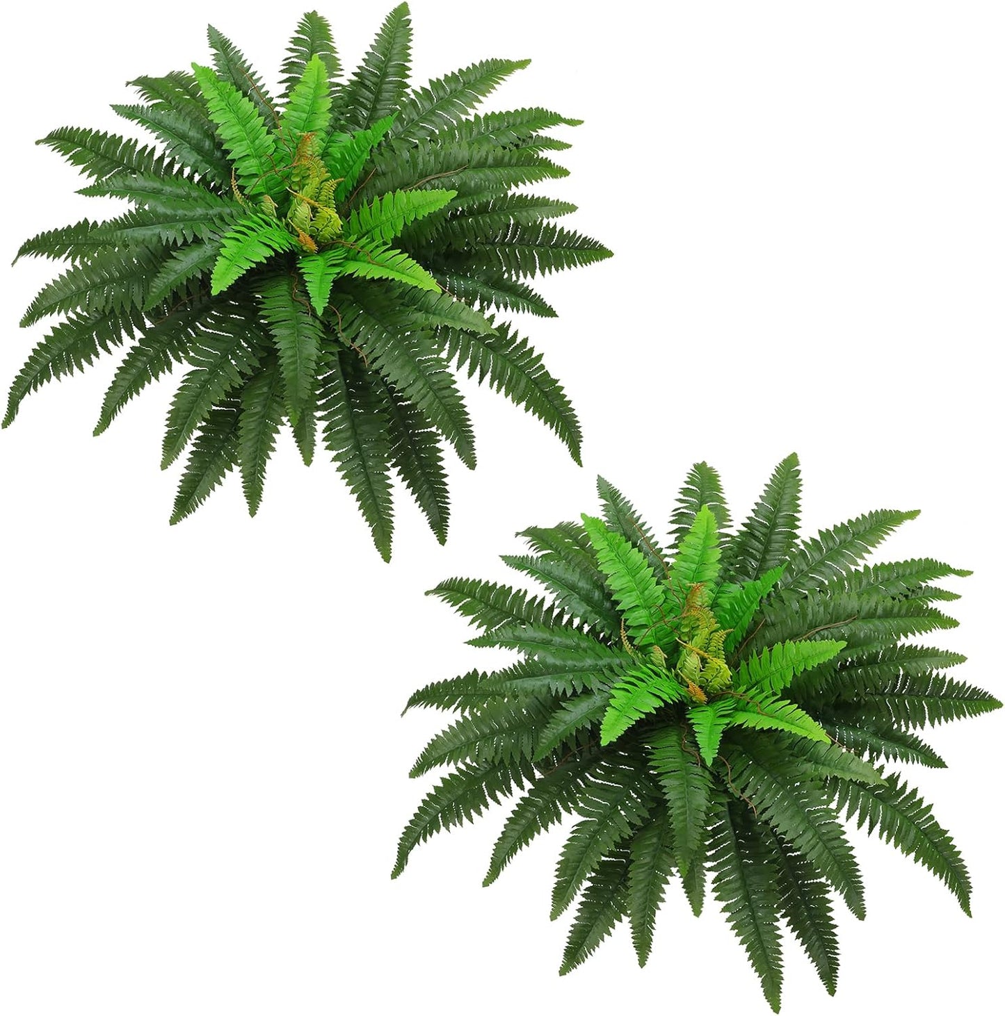 36In Artificial Boston Ferns Bush, Set of 2 Large Faux Ferns Plants, 39 Branches Fake Ferns Vines for Home Living Room Decor, Indoor and Outdoor