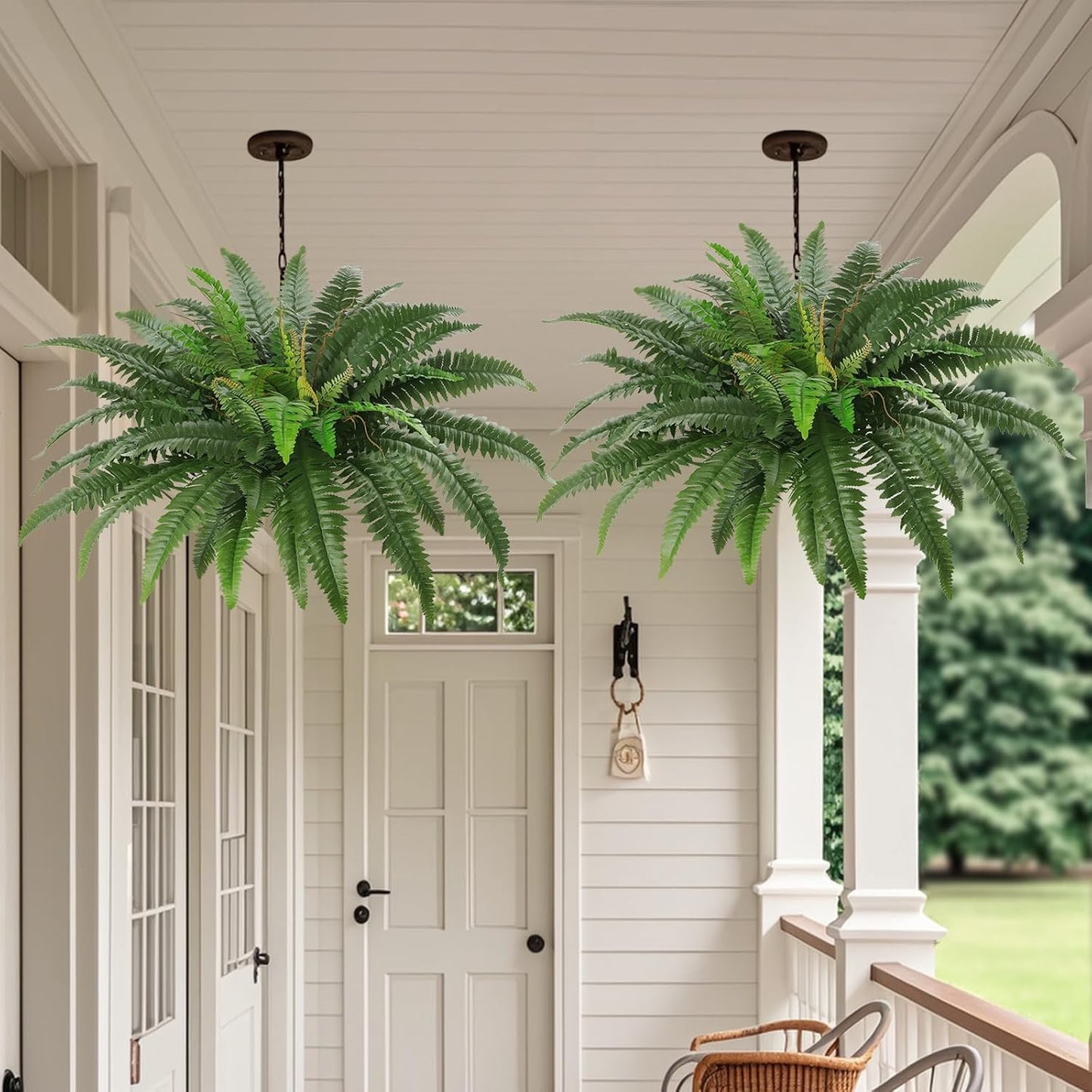 36In Artificial Boston Ferns Bush, Set of 2 Large Faux Ferns Plants, 39 Branches Fake Ferns Vines for Home Living Room Decor, Indoor and Outdoor