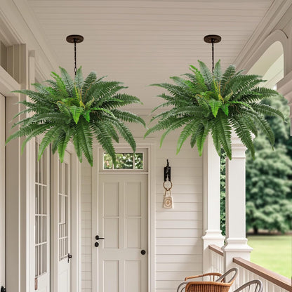 36In Artificial Boston Ferns Bush, Set of 2 Large Faux Ferns Plants, 39 Branches Fake Ferns Vines for Home Living Room Decor, Indoor and Outdoor