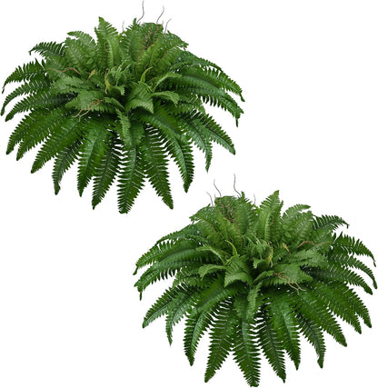 36In Artificial Boston Ferns Bush, Set of 2 Large Faux Ferns Plants, 39 Branches Fake Ferns Vines for Home Living Room Decor, Indoor and Outdoor