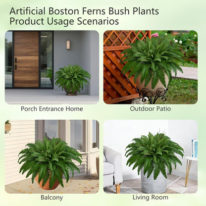 36In Artificial Boston Ferns Bush, Set of 2 Large Faux Ferns Plants, 39 Branches Fake Ferns Vines for Home Living Room Decor, Indoor and Outdoor