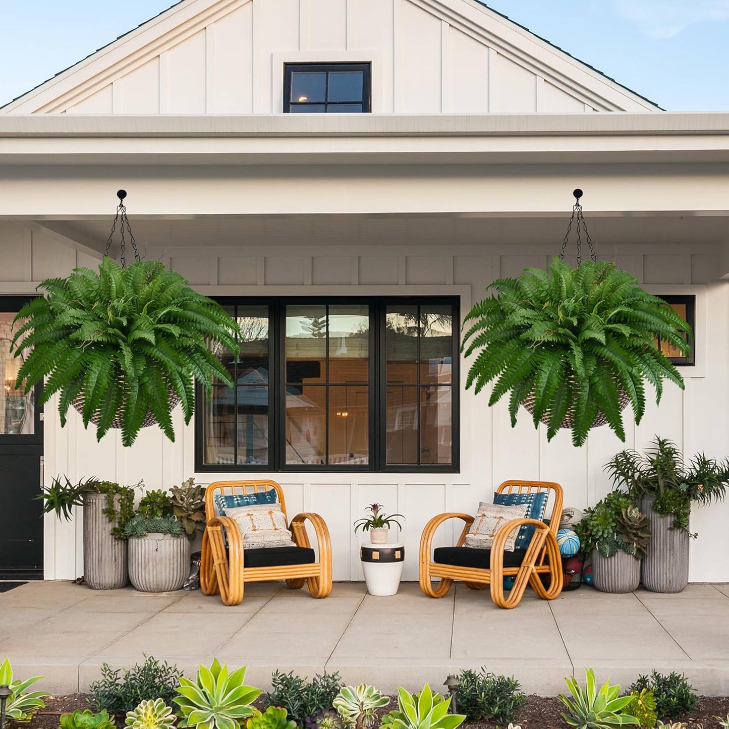 36In Artificial Boston Ferns Bush, Set of 2 Large Faux Ferns Plants, 39 Branches Fake Ferns Vines for Home Living Room Decor, Indoor and Outdoor