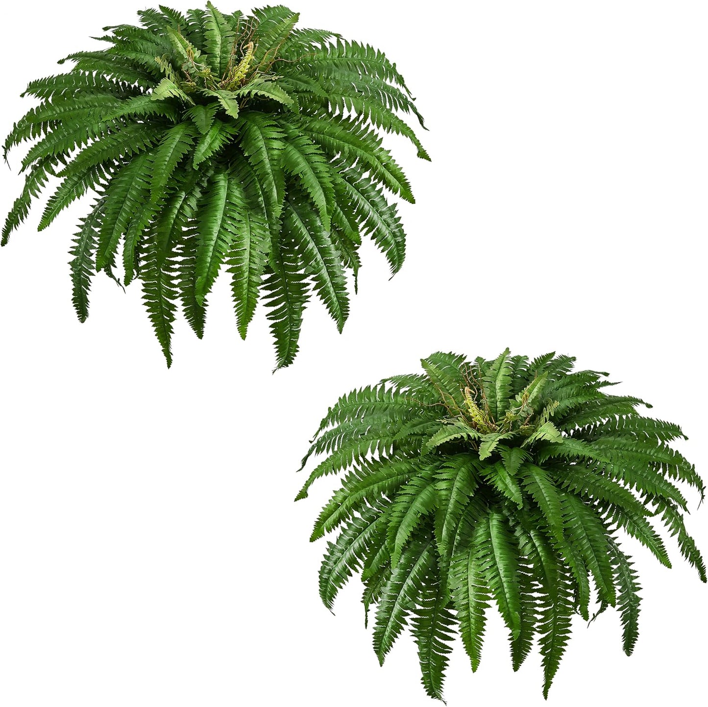 36In Artificial Boston Ferns Bush, Set of 2 Large Faux Ferns Plants, 39 Branches Fake Ferns Vines for Home Living Room Decor, Indoor and Outdoor