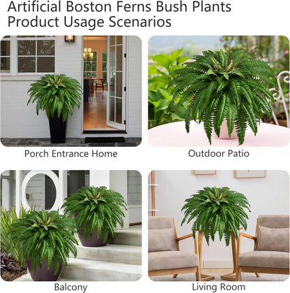 36In Artificial Boston Ferns Bush, Set of 2 Large Faux Ferns Plants, 39 Branches Fake Ferns Vines for Home Living Room Decor, Indoor and Outdoor