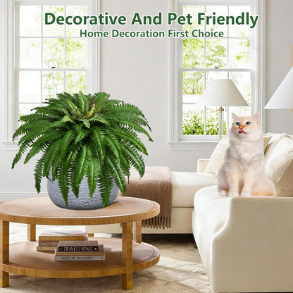 36In Artificial Boston Ferns Bush, Set of 2 Large Faux Ferns Plants, 39 Branches Fake Ferns Vines for Home Living Room Decor, Indoor and Outdoor