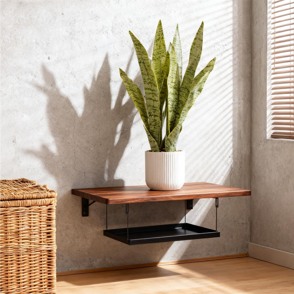 Artificial Realistic Snake Plant, White Pot, 21.5"