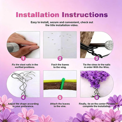 Blue Artificial Cherry Blossom Vines Trees with Fence