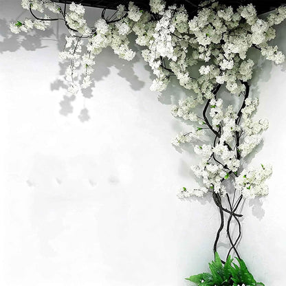 Blue Artificial Cherry Blossom Vines Trees with Fence