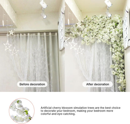Blue Artificial Cherry Blossom Vines Trees with Fence
