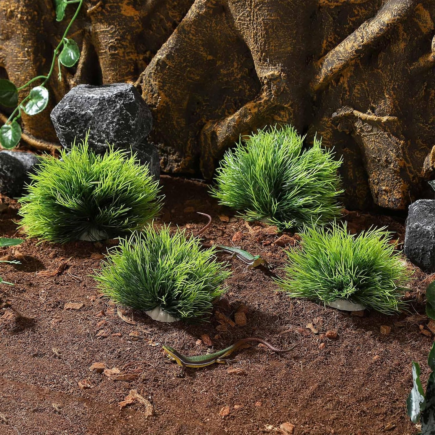 2pcs Artificial Aquarium Plants Decor Green Grass Plastic Hideout Waterscape Ornament Fish Tank Accessories for Turtle Betta Hides - Large