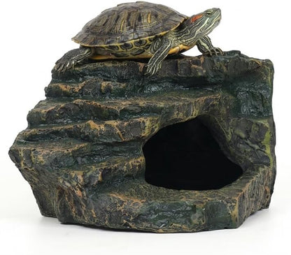 Aquarium Decor Mountain View Stone Ornament, Premium Landscape Fish Tank Decorations, Fish Tank Accessories, Ideal for Betta, Snails, Turtle, Hiding, Playing, Basking and Resting Spots