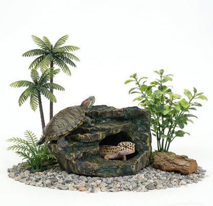 Aquarium Decor Mountain View Stone Ornament, Premium Landscape Fish Tank Decorations, Fish Tank Accessories, Ideal for Betta, Snails, Turtle, Hiding, Playing, Basking and Resting Spots