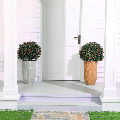 2 Pack Fall Topiary Boxwood Ball Tree 27", Orange, 27x18inch
