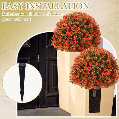 2 Pack Fall Topiary Boxwood Ball Tree 27", Orange, 27x18inch