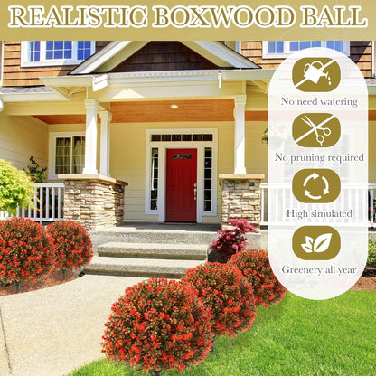 2 Pack Fall Topiary Boxwood Ball Tree 27", Orange, 27x18inch