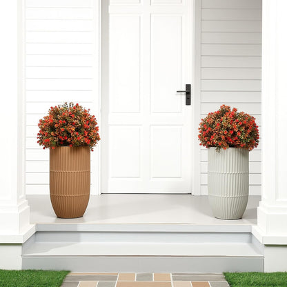 2 Pack Fall Topiary Boxwood Ball Tree 27", Orange, 27x18inch