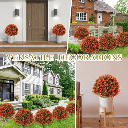 2 Pack Fall Topiary Boxwood Ball Tree 27", Orange, 27x18inch