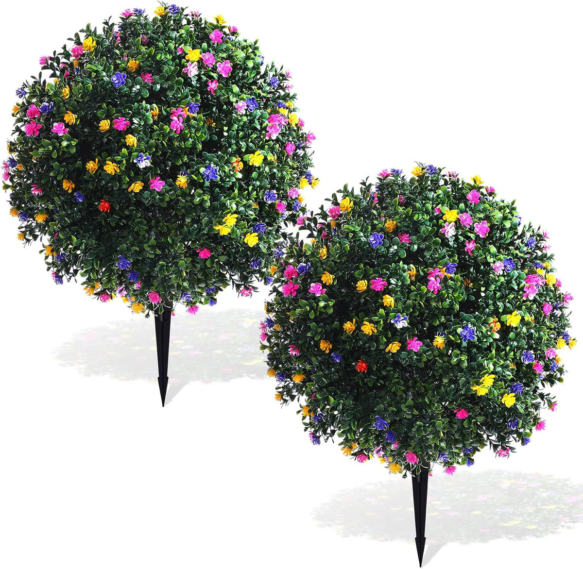 2 Pack Fall Topiary Boxwood Ball Tree 27", Orange, 27x18inch