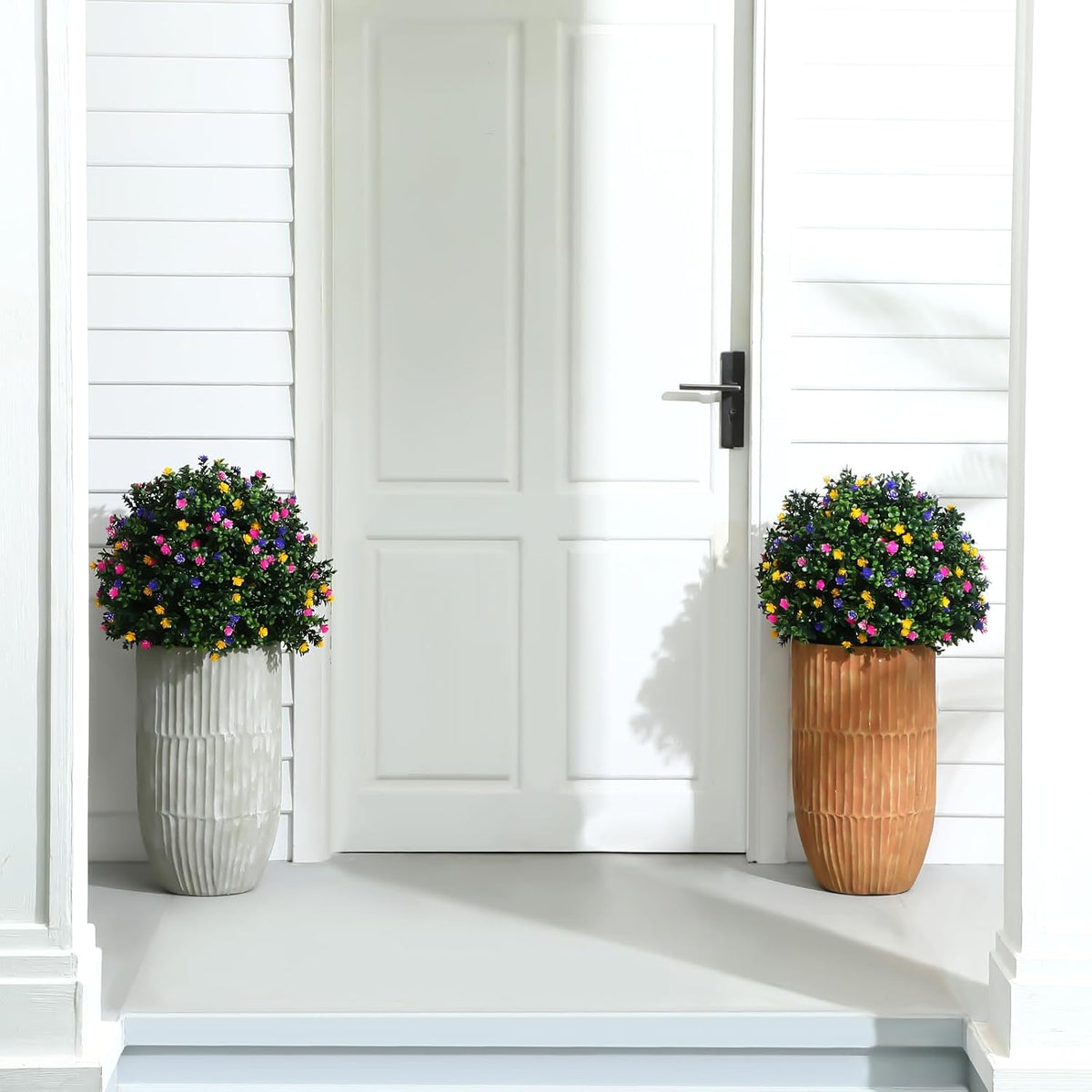2 Pack Fall Topiary Boxwood Ball Tree 27", Orange, 27x18inch