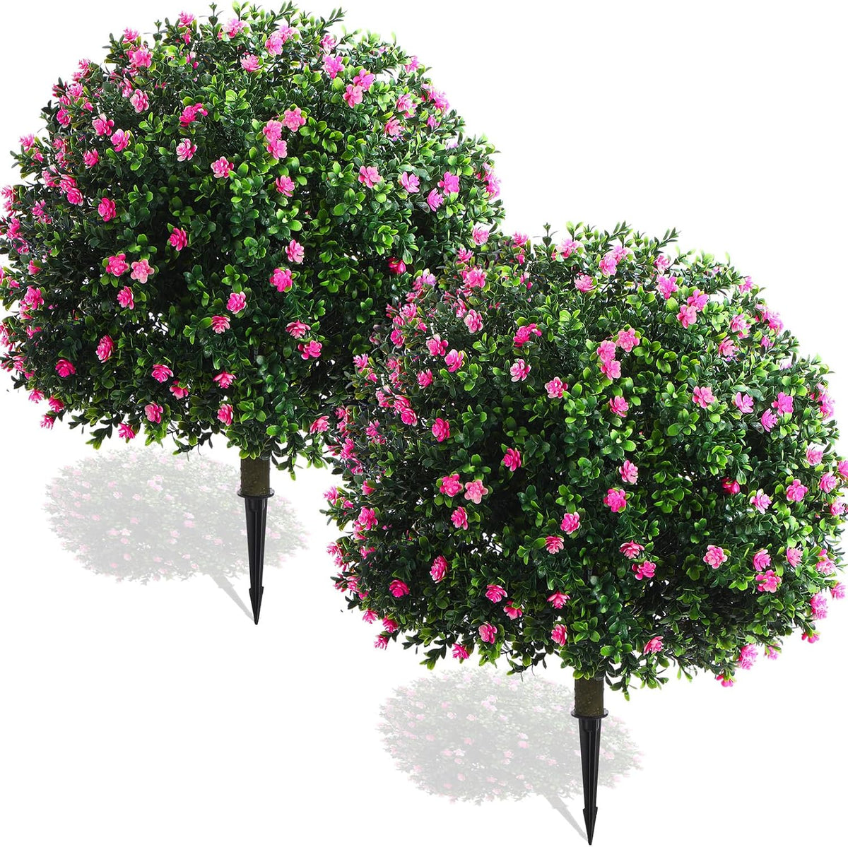 2 Pack Fall Topiary Boxwood Ball Tree 27", Orange, 27x18inch