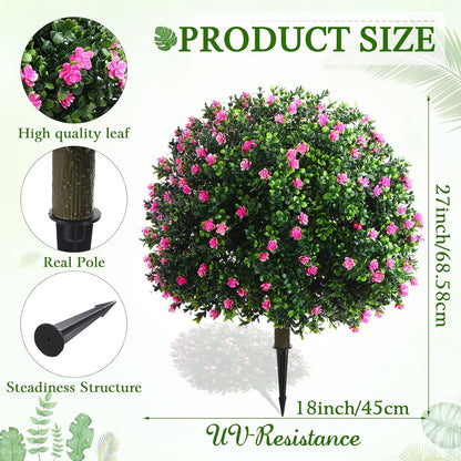 2 Pack Fall Topiary Boxwood Ball Tree 27", Orange, 27x18inch