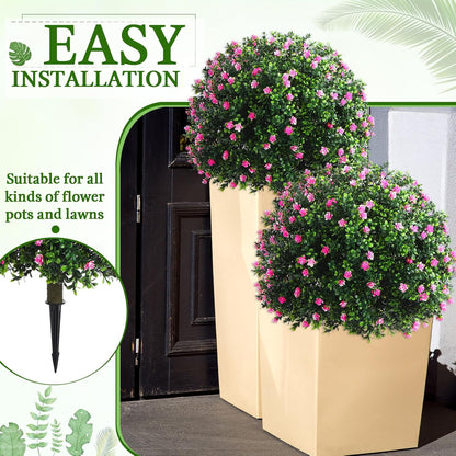 2 Pack Fall Topiary Boxwood Ball Tree 27", Orange, 27x18inch