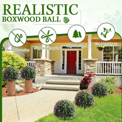2 Pack Fall Topiary Boxwood Ball Tree 27", Orange, 27x18inch