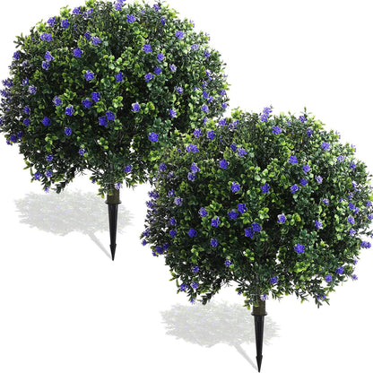 2 Pack Fall Topiary Boxwood Ball Tree 27", Orange, 27x18inch